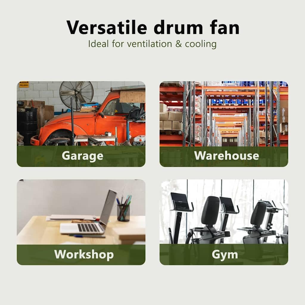 vidaXL Trommelventilator Mit Rad Silber 79 x 37 x 82 cm Aluminium, Robuster Aluminium-Ventilator, le