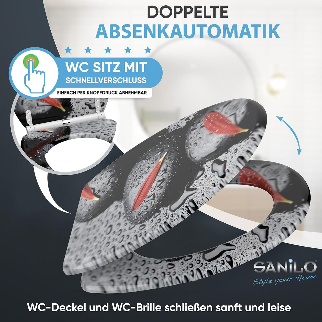 Sanilo WC-Sitz mit Absenkautomatik I Hochwertiger Toilettensitz aus Holz I Toilettendeckel in versch
