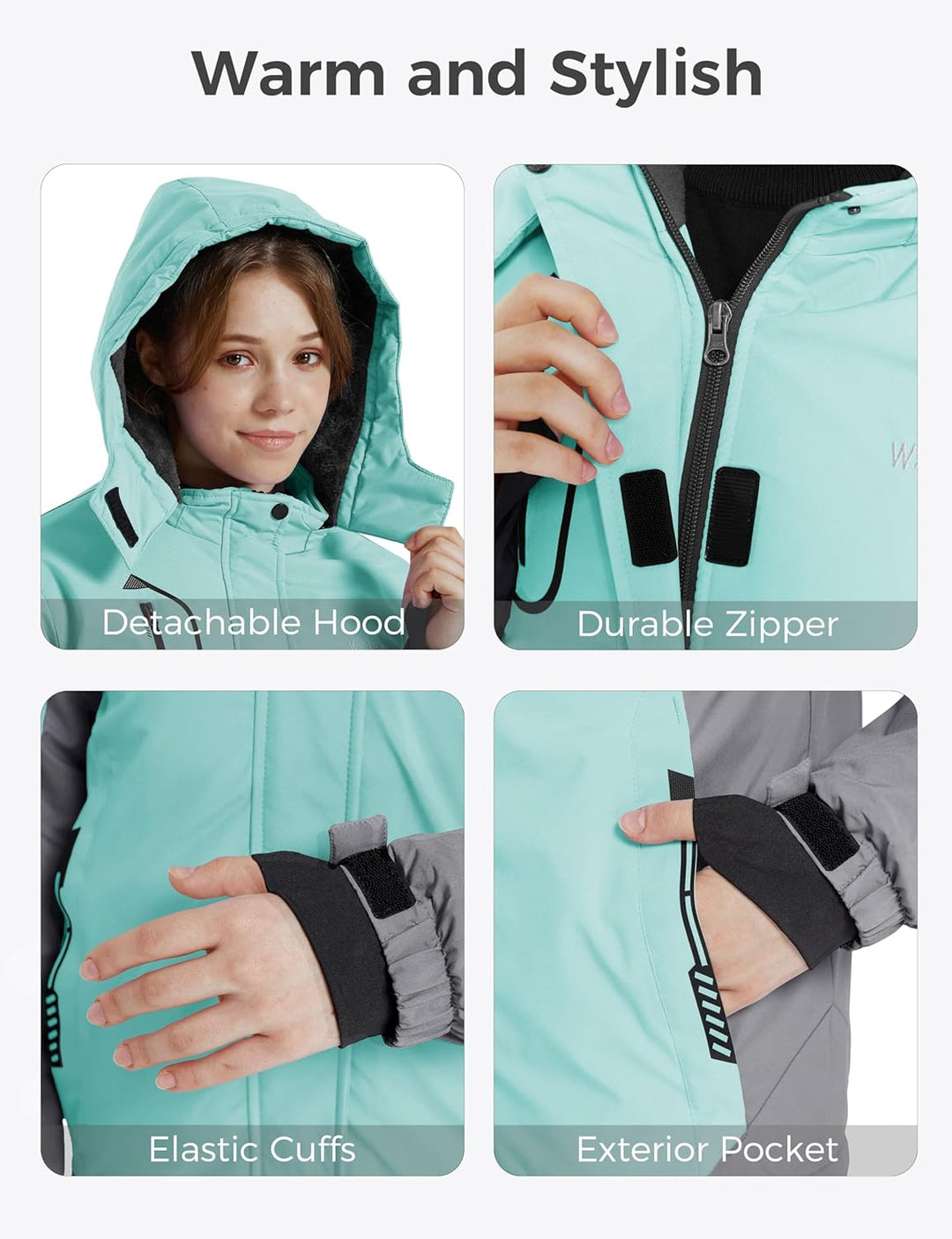 Wantdo Mädchen Berg Ski Jacke Warmer Winter Fleece Mäntel Wasserdichter Atmungsaktive RegenMäntel Ou
