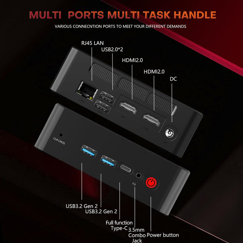 BOSGAME Mini PC, AMD Ryzen 7 5700U (up to 4.3GHz, 8C/16T), Mini Computers DDR4 32GB RAM 512GB NVMe S