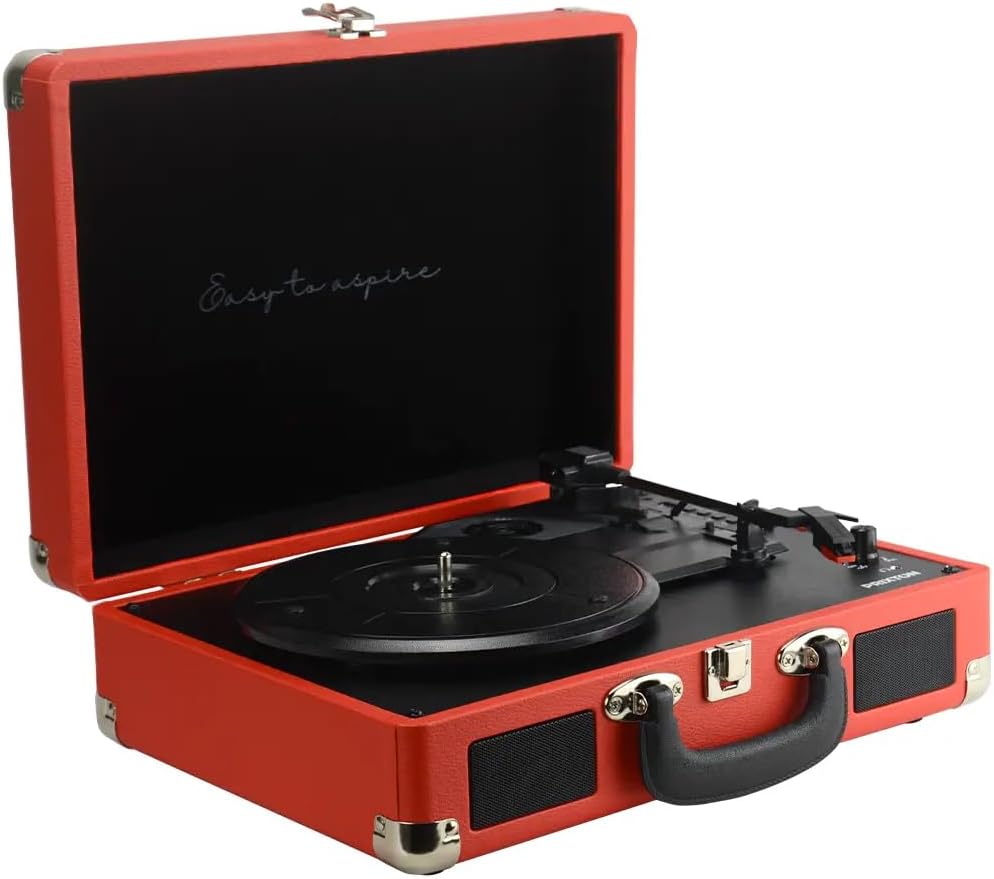 PRIXTON - VC400 Vintage-Vinyl-Plattenspieler | Vinyl-Player & Konverter über Bluetooth & USB | 2 ein