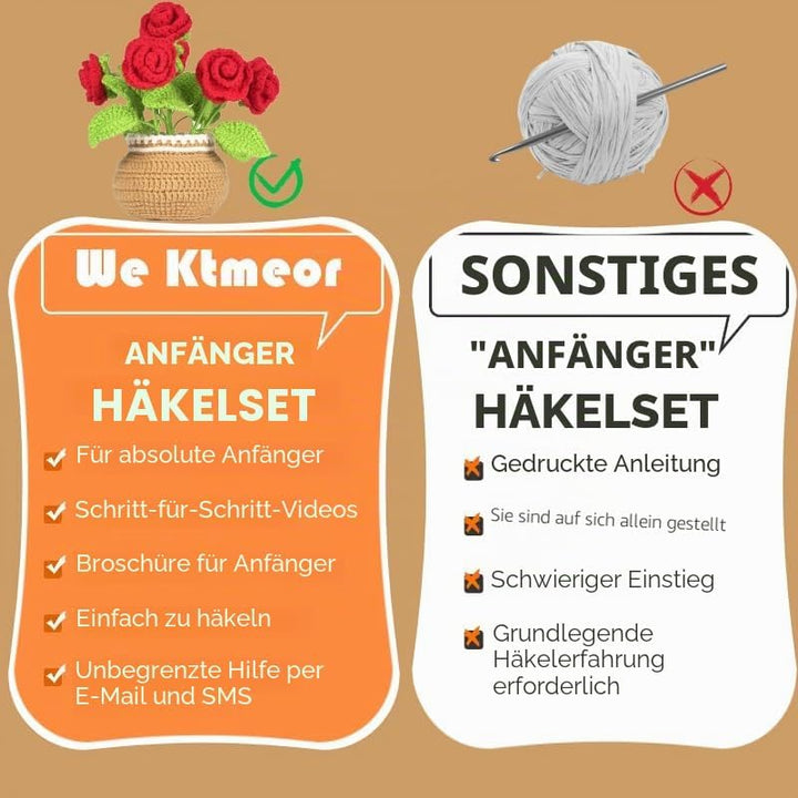 Ktmeor Häkel-Set für Anfänger, Häkel für Absolute Neulinge mit Schritt-für-Schritt-Videoanleitungen,