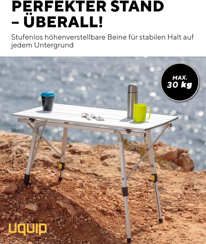 Uquip Alu Campingtisch Variety L Klapptisch Wetterfest Leicht Höhenverstellbar Silber Single, Silber