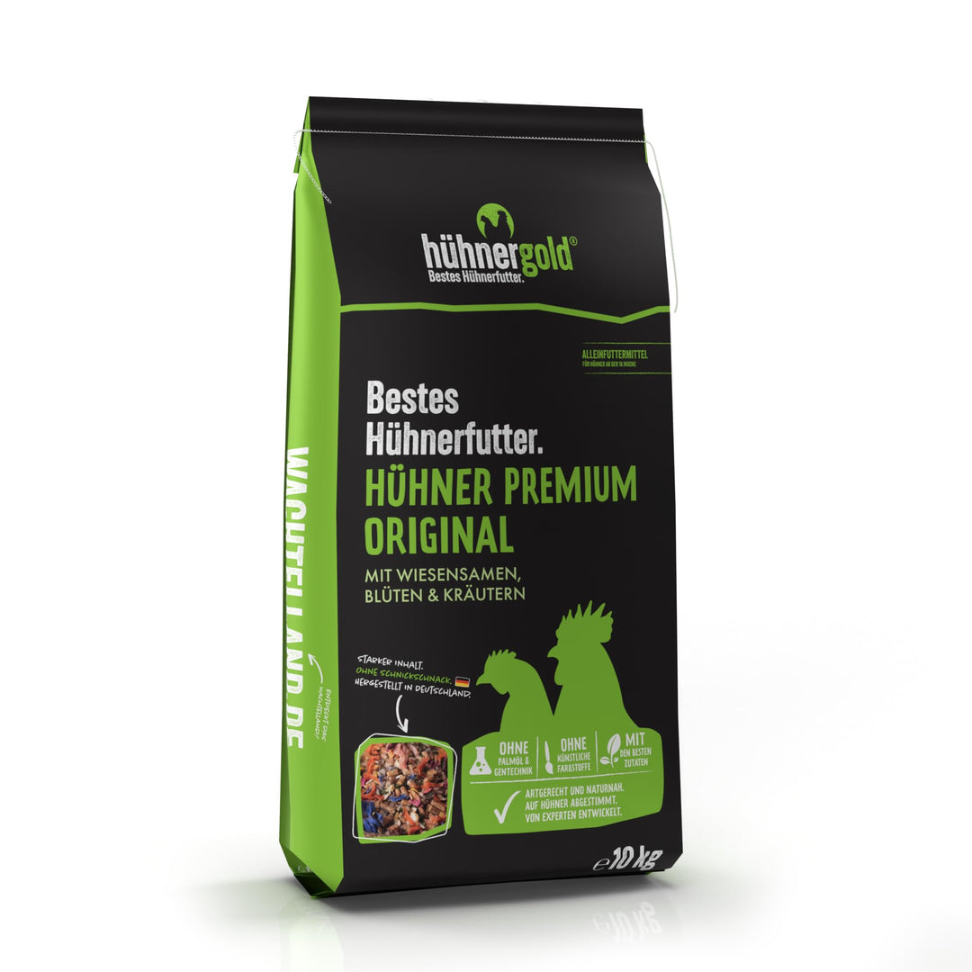 ChickenGold Hühner Premium Futter 2x10kg - ohne Gentechnik - mit Kräutern, Gemüse & Grit