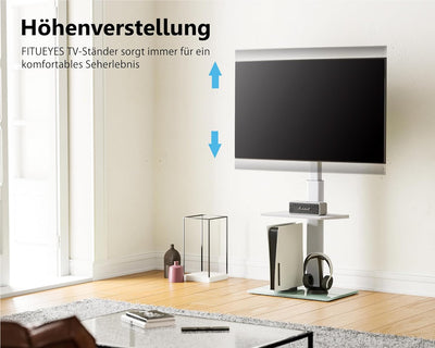 FITUEYES TV Ständer TV Bodenständer Standfuss Fernsehstand mit Regal höhenverstellbar schwenkbar für