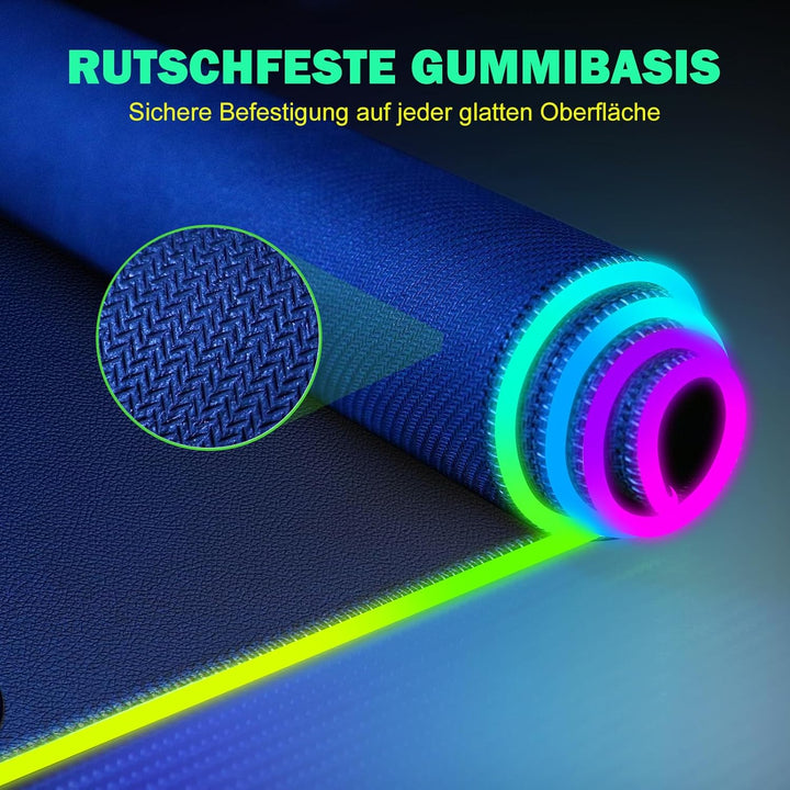 GIM PU-Leder kabelloses Ladekissen RGB Gaming Mauspad 15W, LED Mausmatte 800x300x4MM, 10 Lichtmodi e