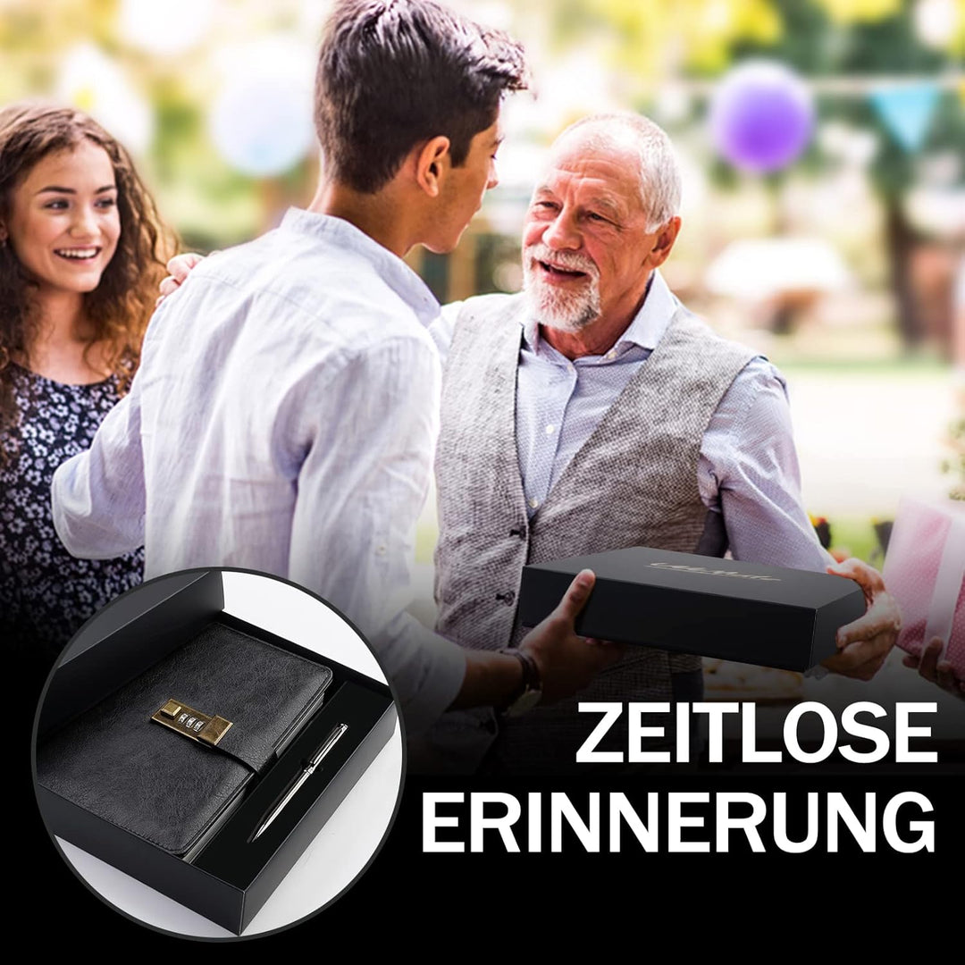 WEMATE Tagebuch mit Schloss, A5 PU Leder Journal mit Schloss 240 Seiten, Vintage Lock Journal mit St