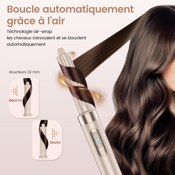 8-in-1 Haartrockner mit Aufsätzen & Warmluftbürste Set – 110.000 U/min Föhn mit 32mm Auto-Air-Wrap L