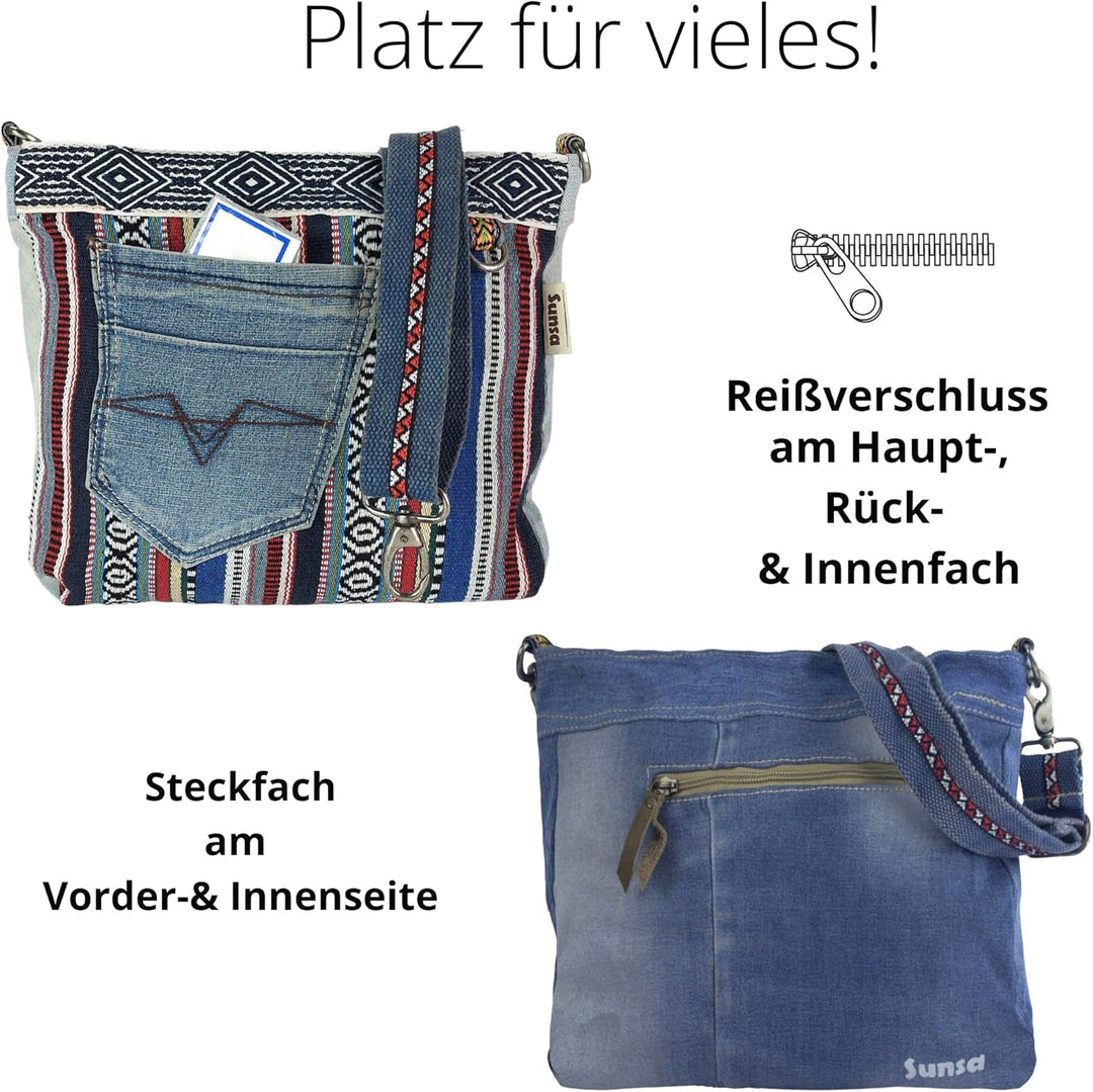 Sunsa Damen Taschen Umhängetasche Handtasche Canvas & Jeans. Grosse Boho Crossbody Tasche/bag Schult