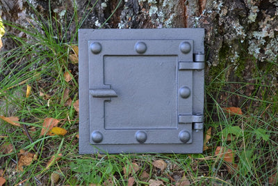 SEZAM Massive Revisionstür für Öfen aus Gusseisen 17 x 3,5 x 17 cm, Kamintür - Klappe - Räumungstür,