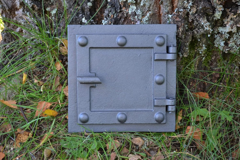 SEZAM Massive Revisionstür für Öfen aus Gusseisen 17 x 3,5 x 17 cm, Kamintür - Klappe - Räumungstür,