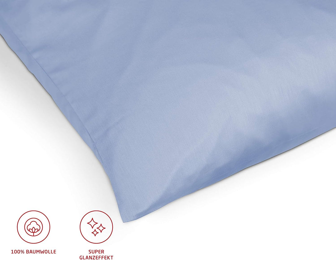 fleuresse Uni-Colours Bettwäsche-Set, Mako Satin, 100 Prozent Baumwolle, Fb. eisblau, 240 x 220 cm T