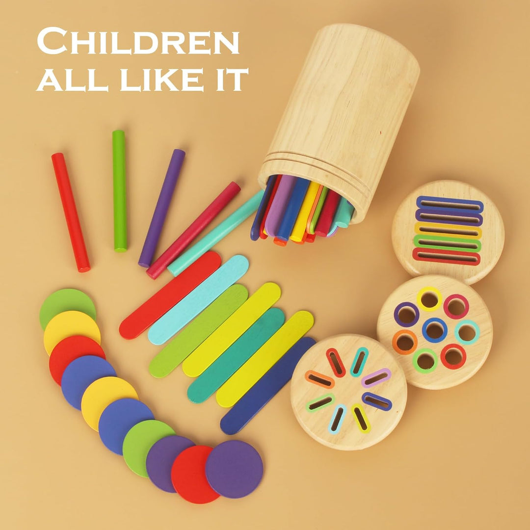 Montessori Spielzeug Ab 1 Jahr, Holz Farb Form Zuordnungsspiele, 3 in 1 Holzspielzeug, Farb und Form