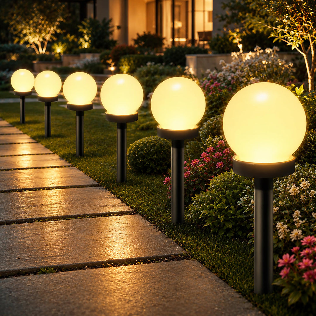 Shengruili 6 Stück Solarlampen für Aussen Kugel,Solar Gartenleuchte,Wasserdichte Solarlampen für Gar