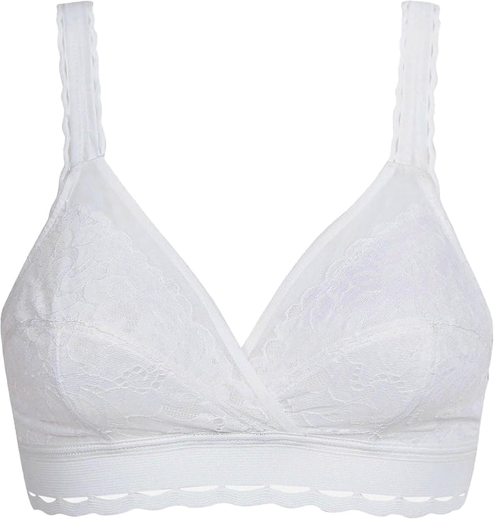 Playtex Damen Bh Ohne Bügel Recycled Classic Lace Support Soft Cup x1 75B Weiss, 75B Weiss