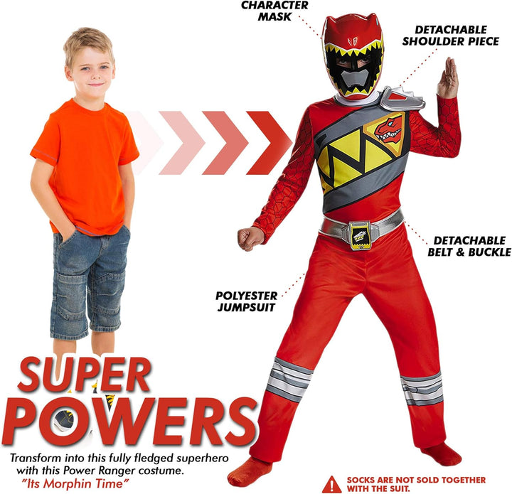 Power Rangers Dino Charge Red Classic Child Costume 4-6