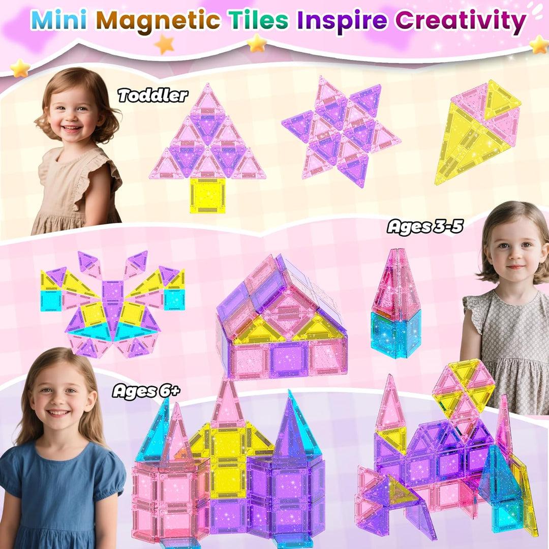 Tooysea Magnetische Bausteine, Tragbare Mini Magnetbausteine Fliesen mit Glitzer, Magnetbausteine fü