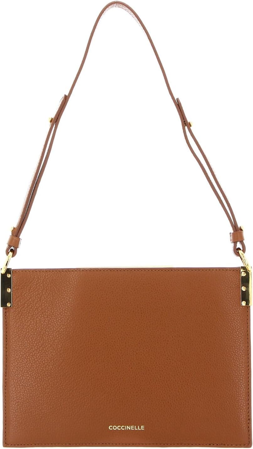 Coccinelle Delices Canvas Flat Shoulder Bag Natural/Caramel