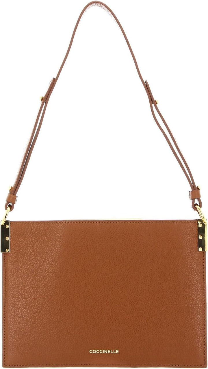 Coccinelle Delices Canvas Flat Shoulder Bag Natural/Caramel