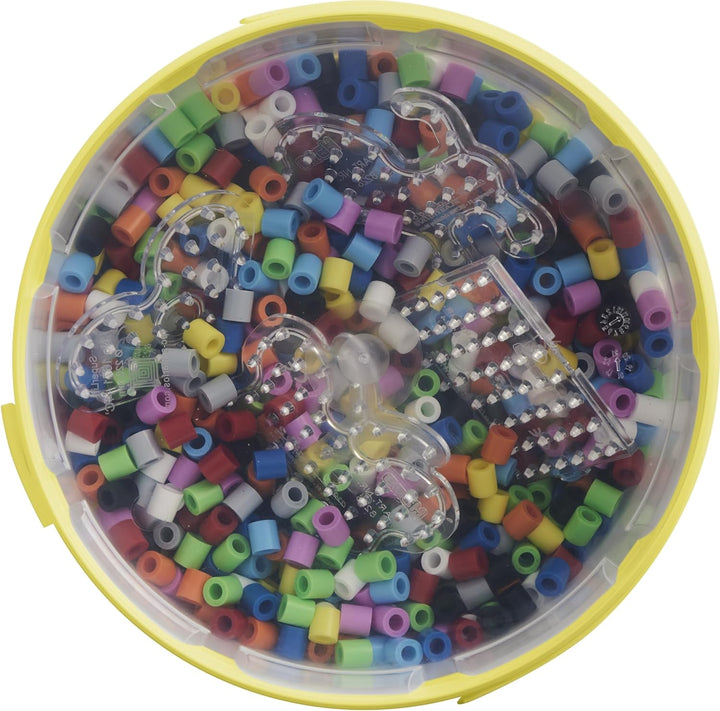 Hama Perlen 8806 Bügelperlen im Eimer mit ca. 3.000 Maxi-Perlen, vier kleinen Stiftplatten, Motivvor
