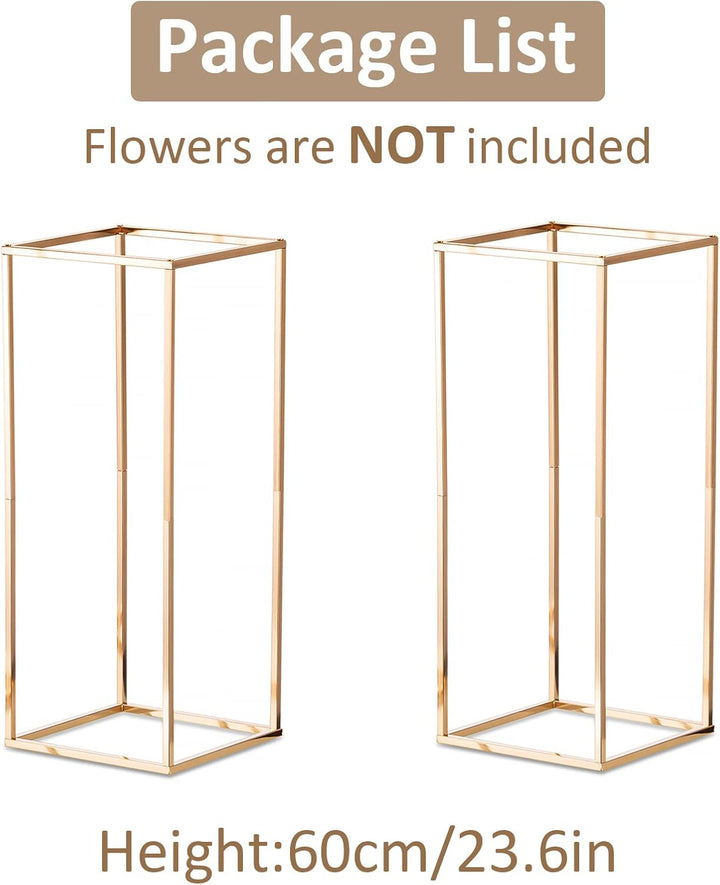 Sziqiqi 2 Stück Gold Vasen für Hochzeit Herzstück Tische, Metall Blumenboden Vase Säule Blumenstände