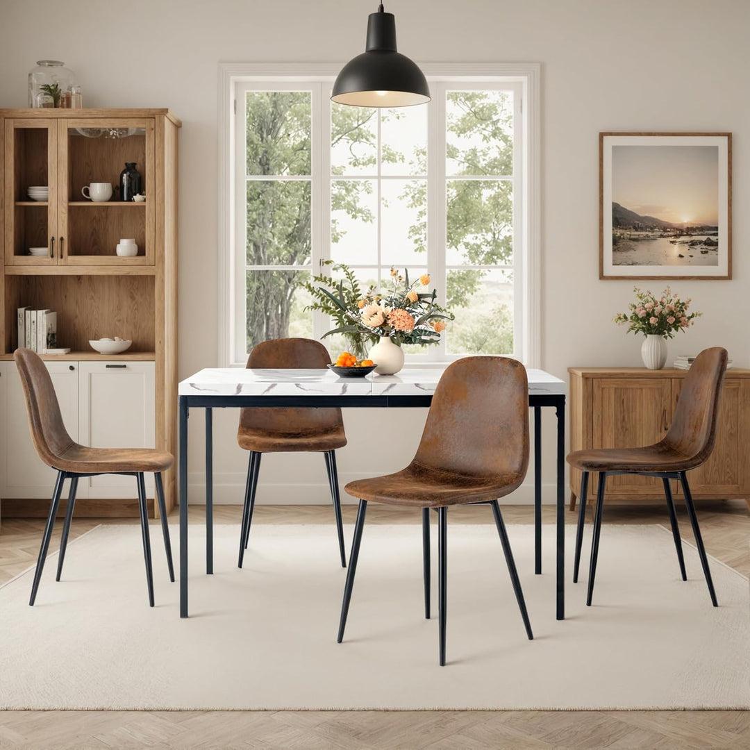 Homy Casa 4er Set Esszimmerstühle Scandinavian Vintage Künstlich Wildledersitz mit Stahlbeinen in Sc