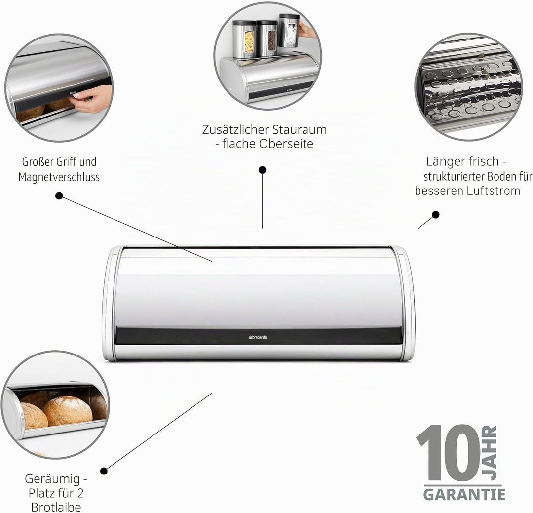 Brabantia Rollbrotkasten/Brilliant Steel (inklusive der Seitenteile)