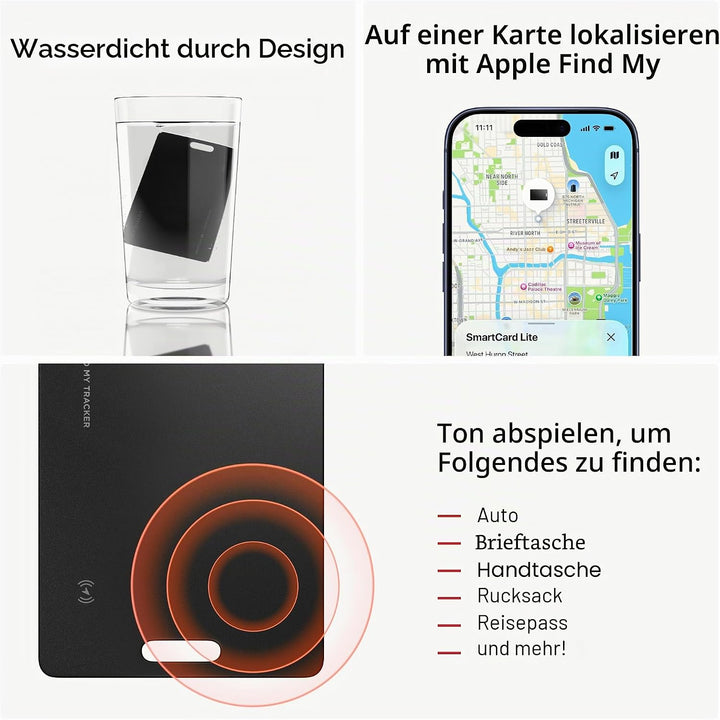 KeySmart SmartCard Lite Wallet-Tracker – funktioniert mit Apple Find My,wasserdicht ultradünner Blue