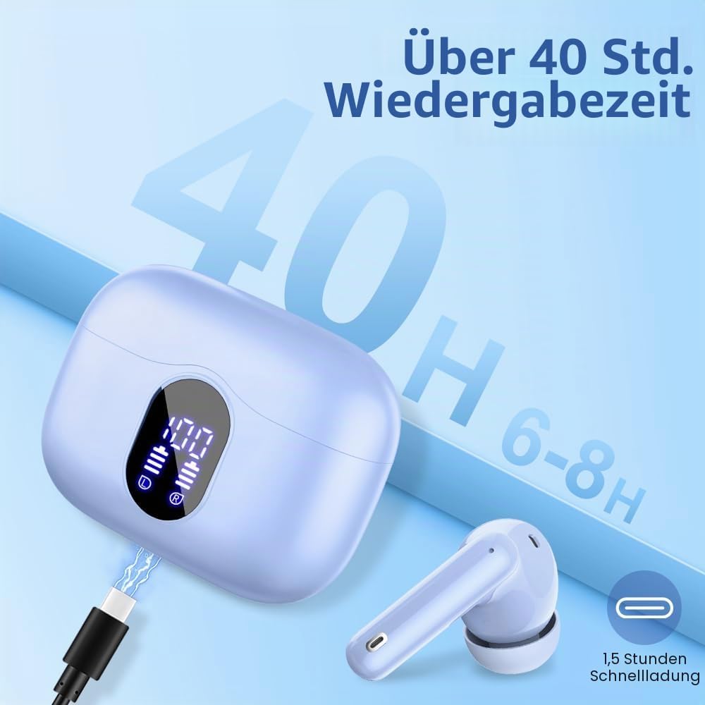 Btootos Bluetooth Kopfhörer, Kopfhörer Kabellos Bluetooth 5.4 Sport In Ear Kopfhörer mit 4 Mikrofon,
