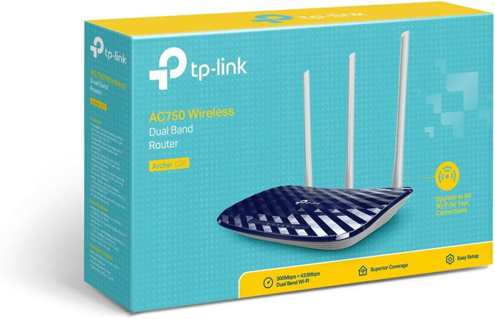 TP-Link Archer C20 Dual Band WLAN Router (300Mbit/s auf 2,4GHz + 433Mbit/s auf 5GHz, 4 10/100 LAN +