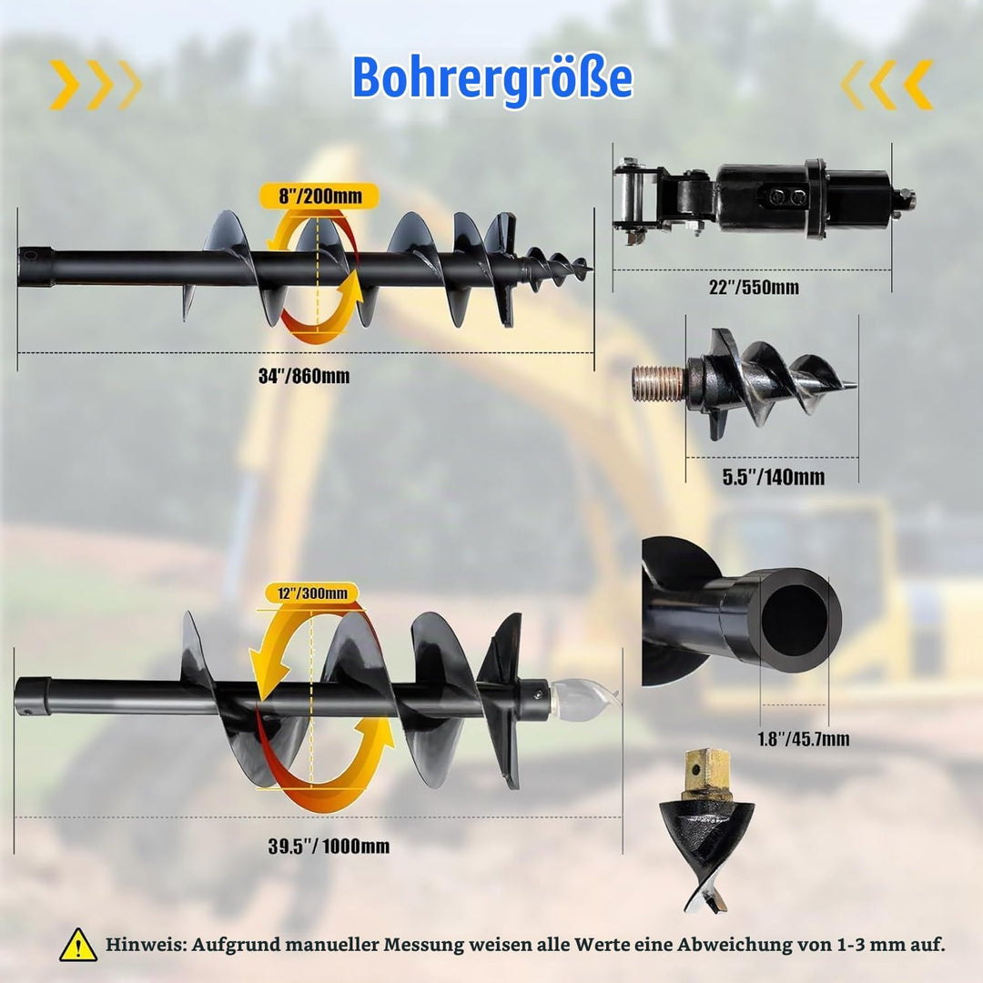 Minibagger Anbaugeräte Set 8-in-1 für 25mm Bolzen Schnellwechsler | 8-in-1 Löffelpaket aus Mangansta