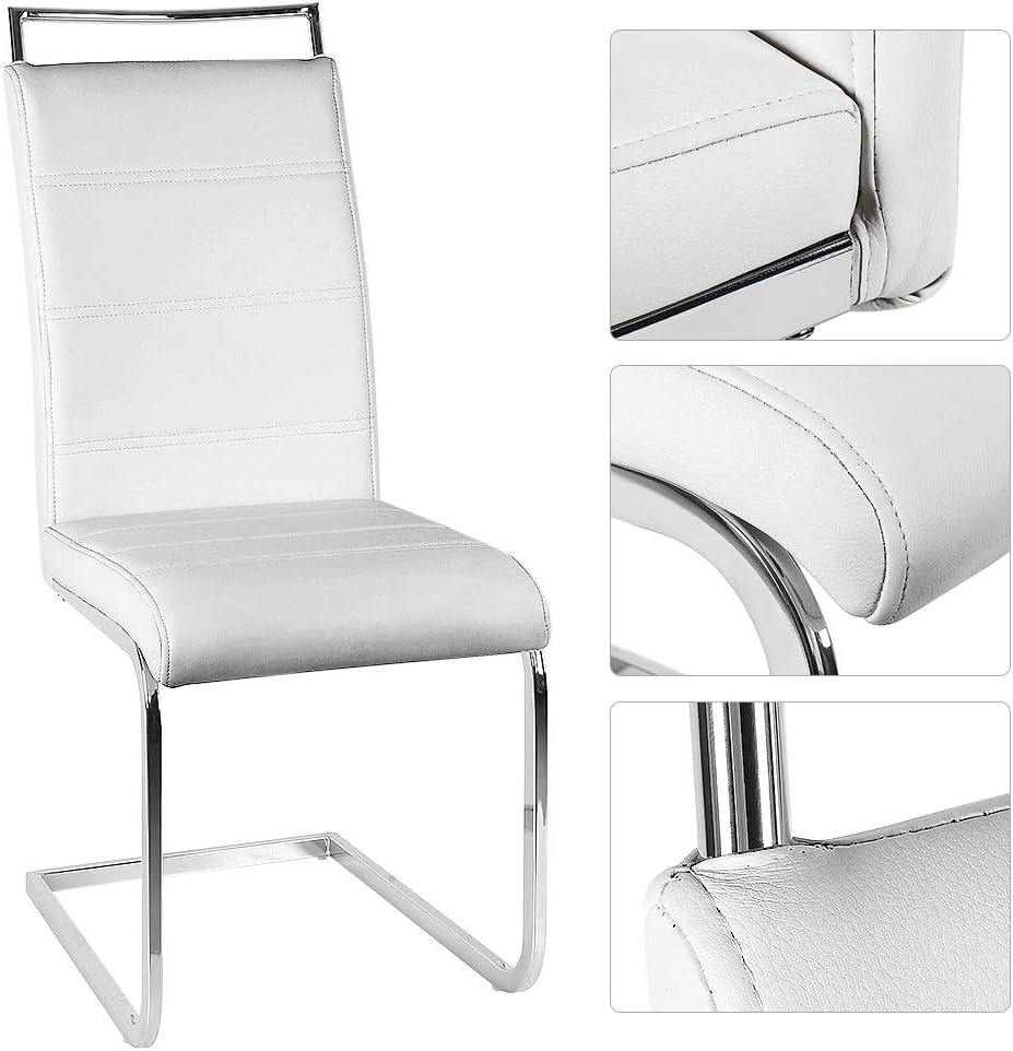Sarah Esszimmerstuhl mit Hoher Rückenlehne, 2-er Set, Schwingstuhl Set, Weiss Weiss 2-er Set, Weiss