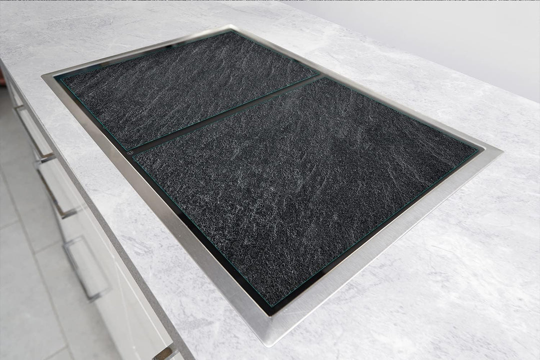 DarHaus Herdabdeckplatten tweiteilig 100x52 cm Ceranfeld Abdeckung Glas Spritzschutz Abdeckplatte Gl