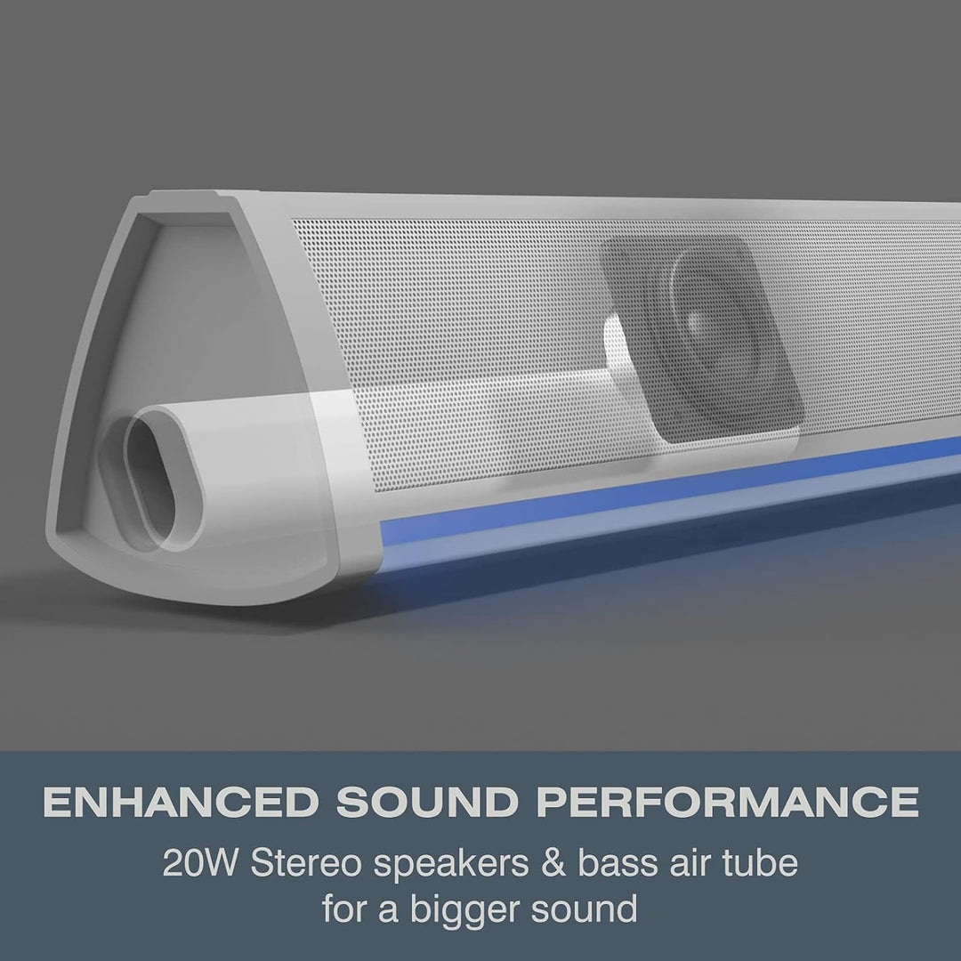 Audible Fidelity Soundbar für TV-Geräte mit Bluetooth, Lautsprecher für TV, PC, Gaming mit RGB-LED-D