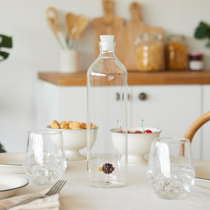 balvi Flasche Atlantis Globefish Glasflasche mit Stöpsel in Form eines Kugelfisches Borosilikatglas