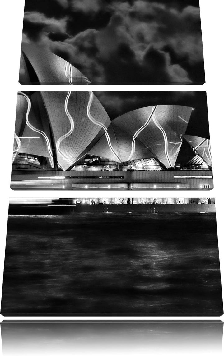 Pixxprint Sydney Opera House Beleuchtung als Leinwandbild/Grösse: 3 Teilig (120x80) cm/Wandbild/Kuns