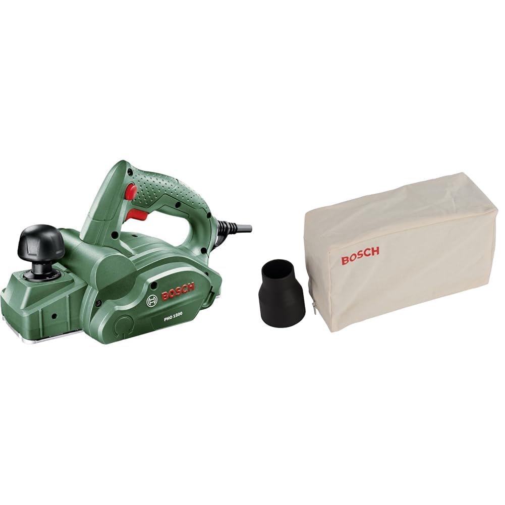 Bosch Elektro Hobelmaschine PHO 1500 (550 Watt, Hobelbreite 82 mm, im Karton) + Staubbeutel für Hand