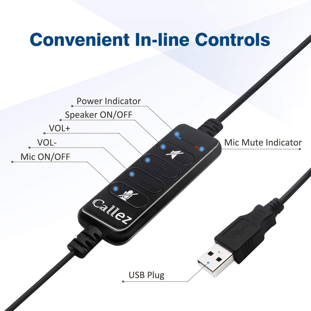 Callez USB Headset PC für Business Skype UC Lync SoftPhone Call Center Office, Stereo PC Kopfhörer m