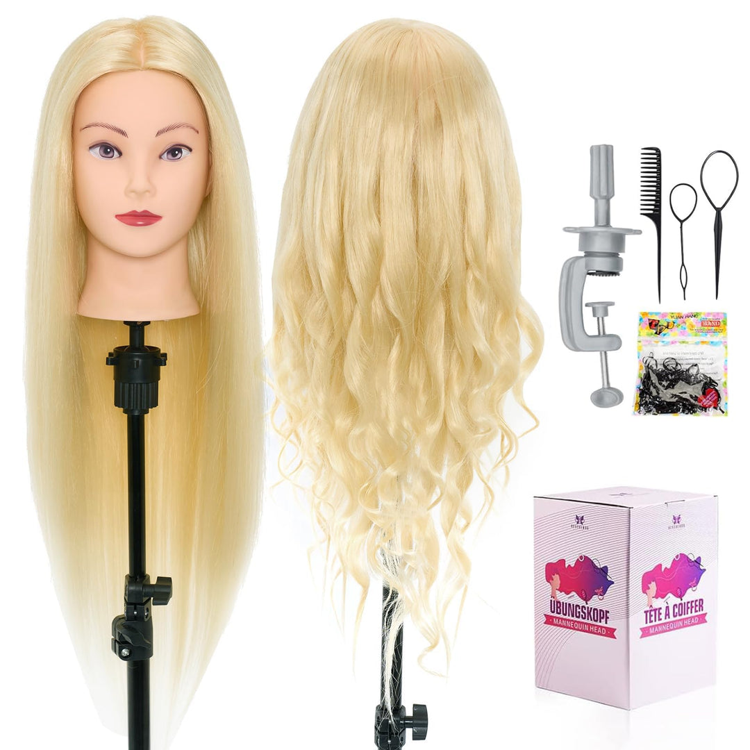 Frisierkopf,Neverland Übungskopf 71cm 60% Echthaar,Frisieren Trainingsköpfe für Friseure Ausbildung