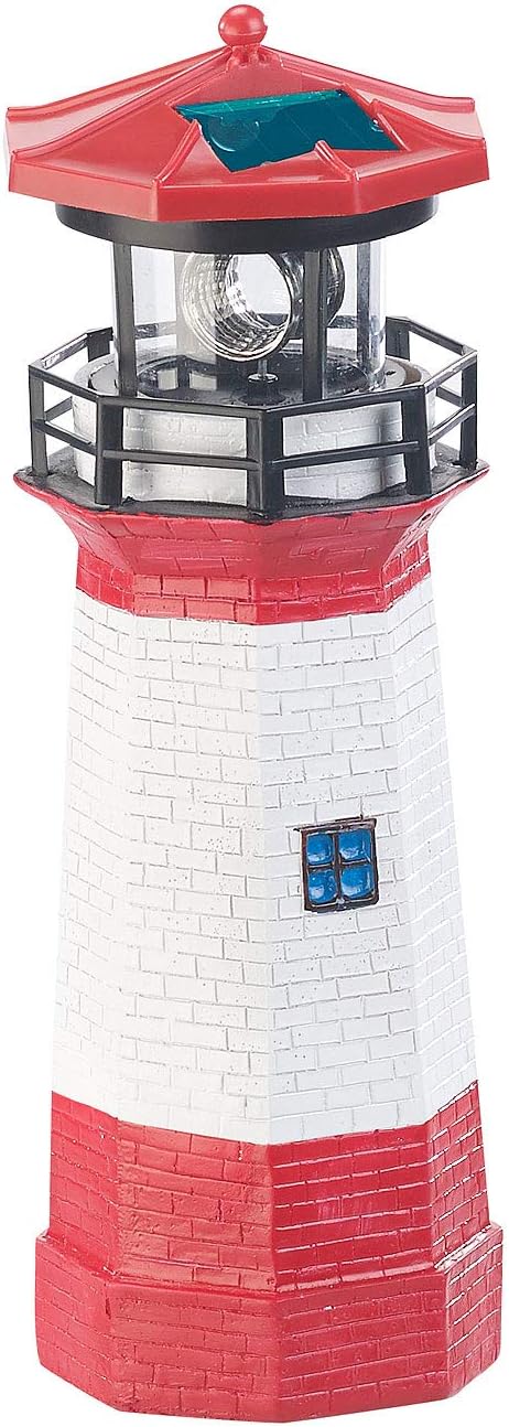 Lunartec Leuchtturm Deko Garten: 2er-Set Solar-Deko-Leuchttürme mit LED-Licht & drehendem Reflektor