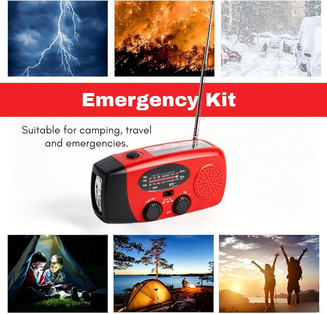 Notfall-Solarradio Solar Handkurbelradio AM/FM/NOAA Kurbelradio mit 1200mAh Akku Wiederaufladbare fü