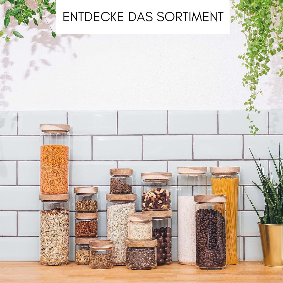 Econovo® Vorratsgläser mit Deckel 300ml (4-teilig), Glasbehälter mit Deckel Set, Vorratsdosen Glas z