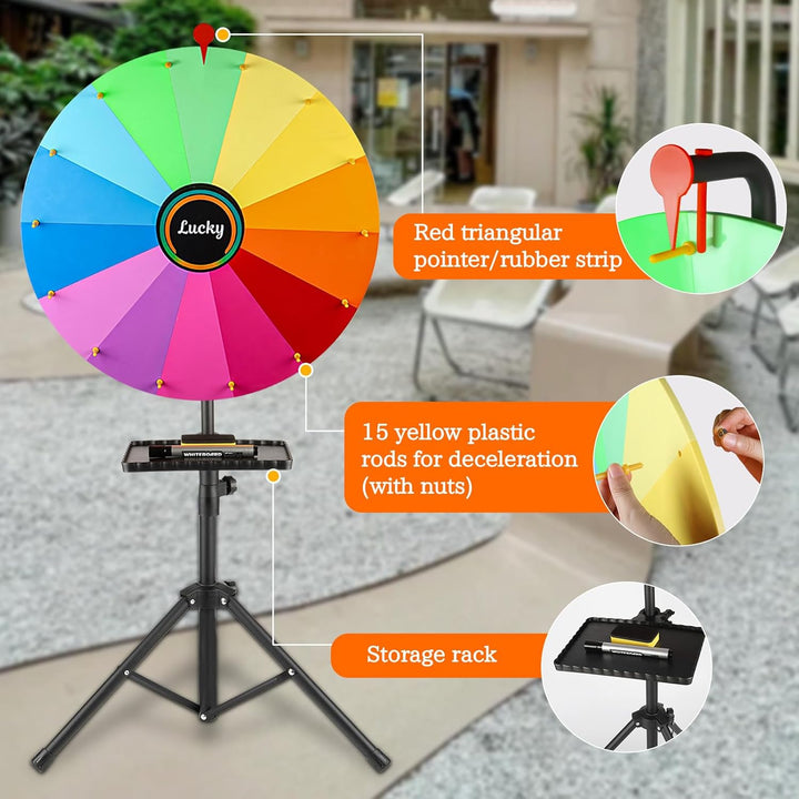 61 cm drehendes Preisrad, 14 Farben, drehbares Kritzelspiel mit löschbarem Marker, verstellbar von 9