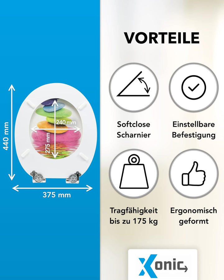 Xonic Design WC-Sitz - Premium Klo-Deckel - Toilettensitz mit Absenkautomatik - hochwertige Klobrill