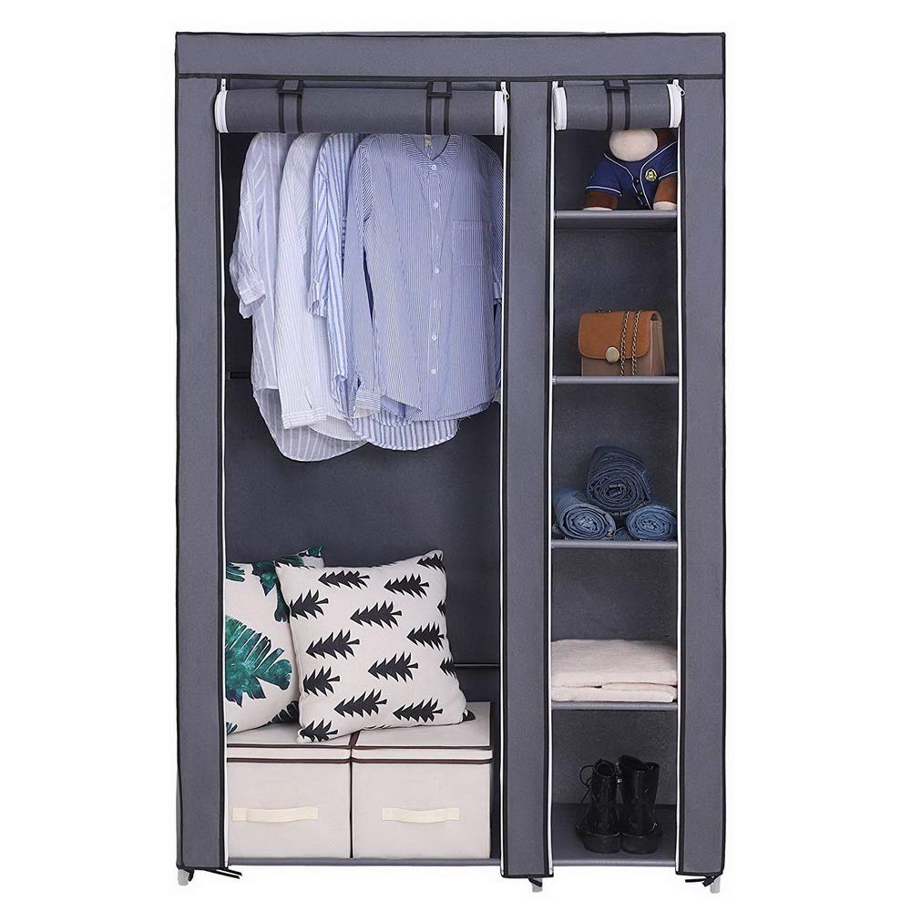 LEADZM Kleiderschrank, Faltschrank Stoffschrank Faltbare Garderobe Canvas mit Reissverschluss, Fäche