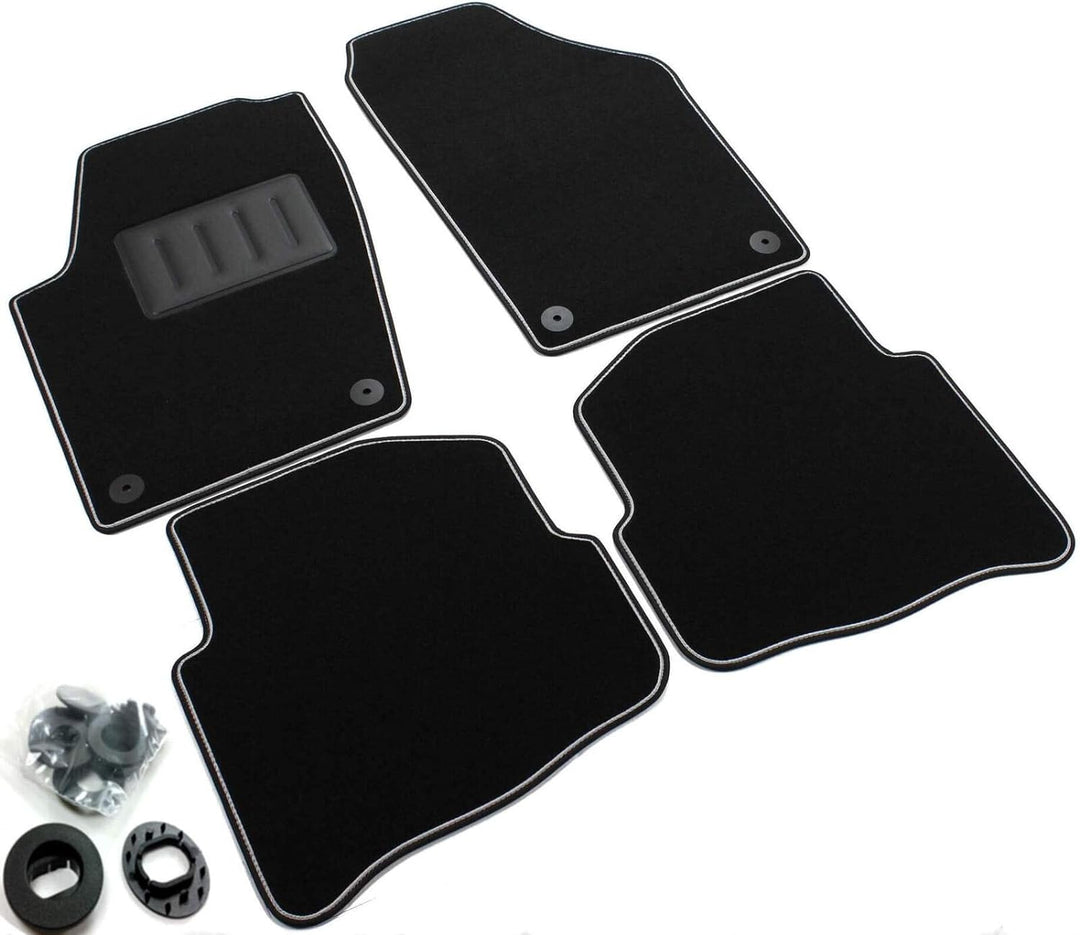 Sprint04002 schwarze Antirutschmatten, Rand verstärkt, zweifarbig, Fersenschutz, Polo IV 9 N11 / 200
