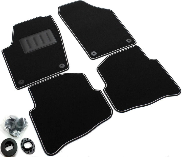 Sprint04002 schwarze Antirutschmatten, Rand verstärkt, zweifarbig, Fersenschutz, Polo IV 9 N11 / 200
