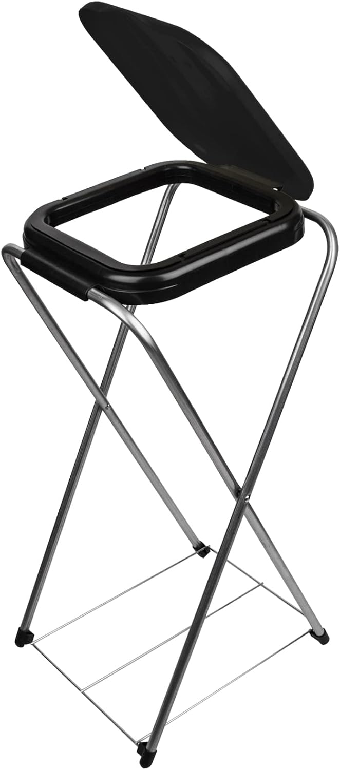 BigDean Müllsackständer EasyFix SCHWARZ 120L - Müllbeutelhalter mit Gitterboden - Müllsackhalter Met