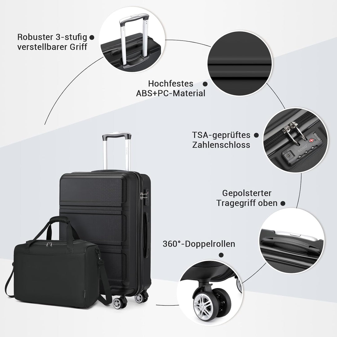 KONO Gross Rollkoffer Reisekoffer Set Gepäcksets 2 Teilig, 74cm Gross Trolley Koffer mit Ryanair Rei