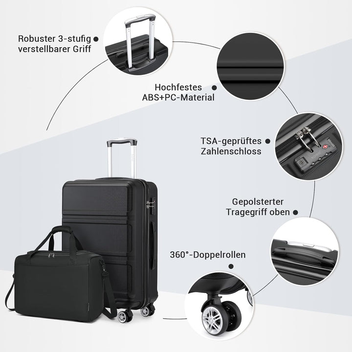 KONO Gross Rollkoffer Reisekoffer Set Gepäcksets 2 Teilig, 74cm Gross Trolley Koffer mit Ryanair Rei